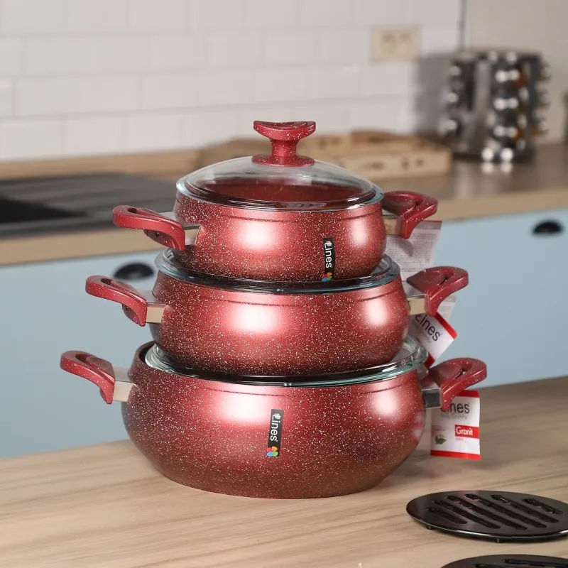 Batterie de cuisine 41 pièces granite Rouge - Lines