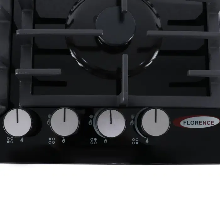 Plaque de Cuisson FLORENCE FH-6094GB En Verre - 4Feux - Fonte - Vitre Noir