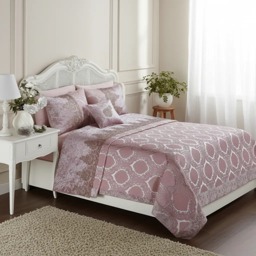 Parure de lit Naturel Home 7 pièces - HAREM Rose