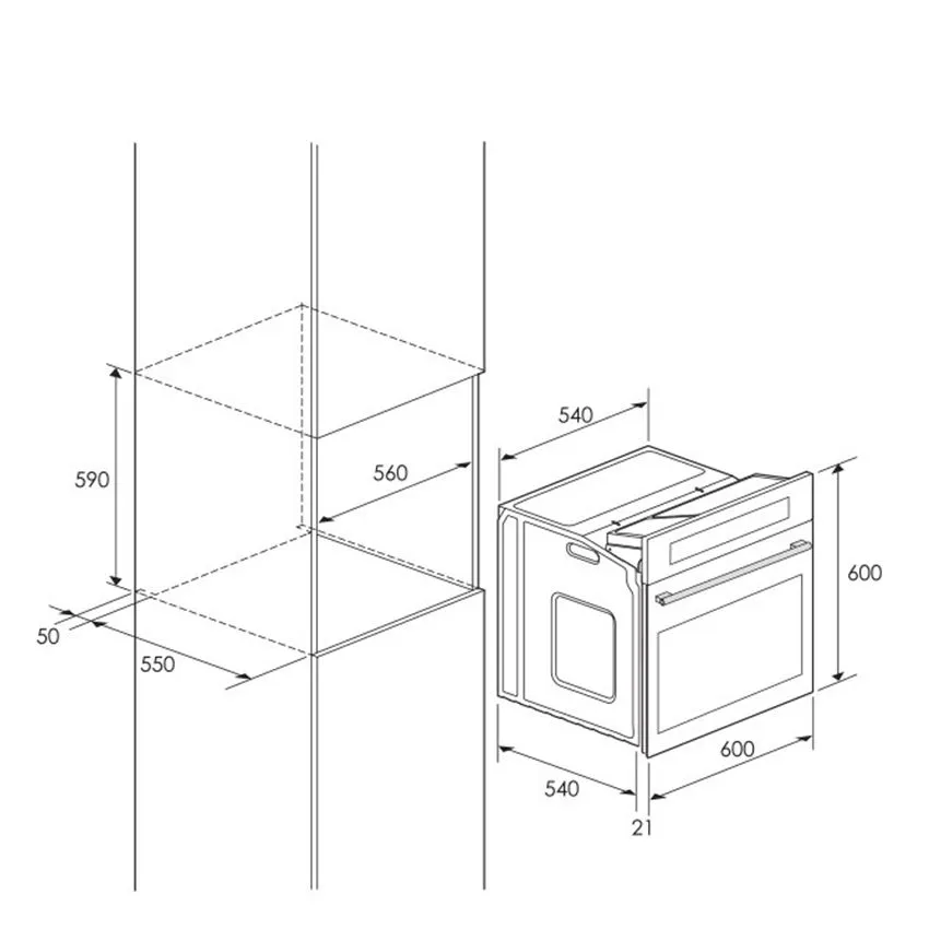 Four Encastrable FOCUS à Chaleur tournante 60 cm - F525B - Noir