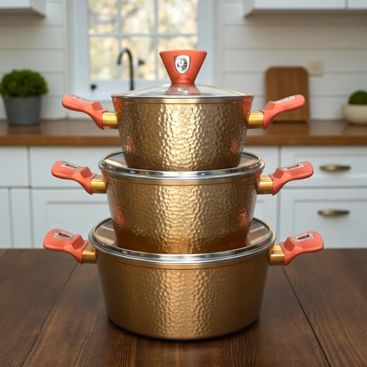 Batterie de Cuisine 6 Pièces en Granite Effet Cuivre - Baroly-6pc