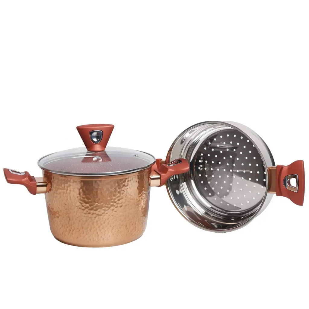 Couscoussier inox et granite ABM - 24cm - 8 Litres - Effet Cuivre