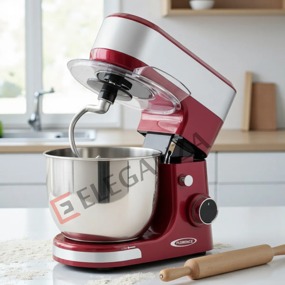 Robot Pétrin FLORENCE 5L avec afficheur  SM-6461AE – 1300W - Rouge