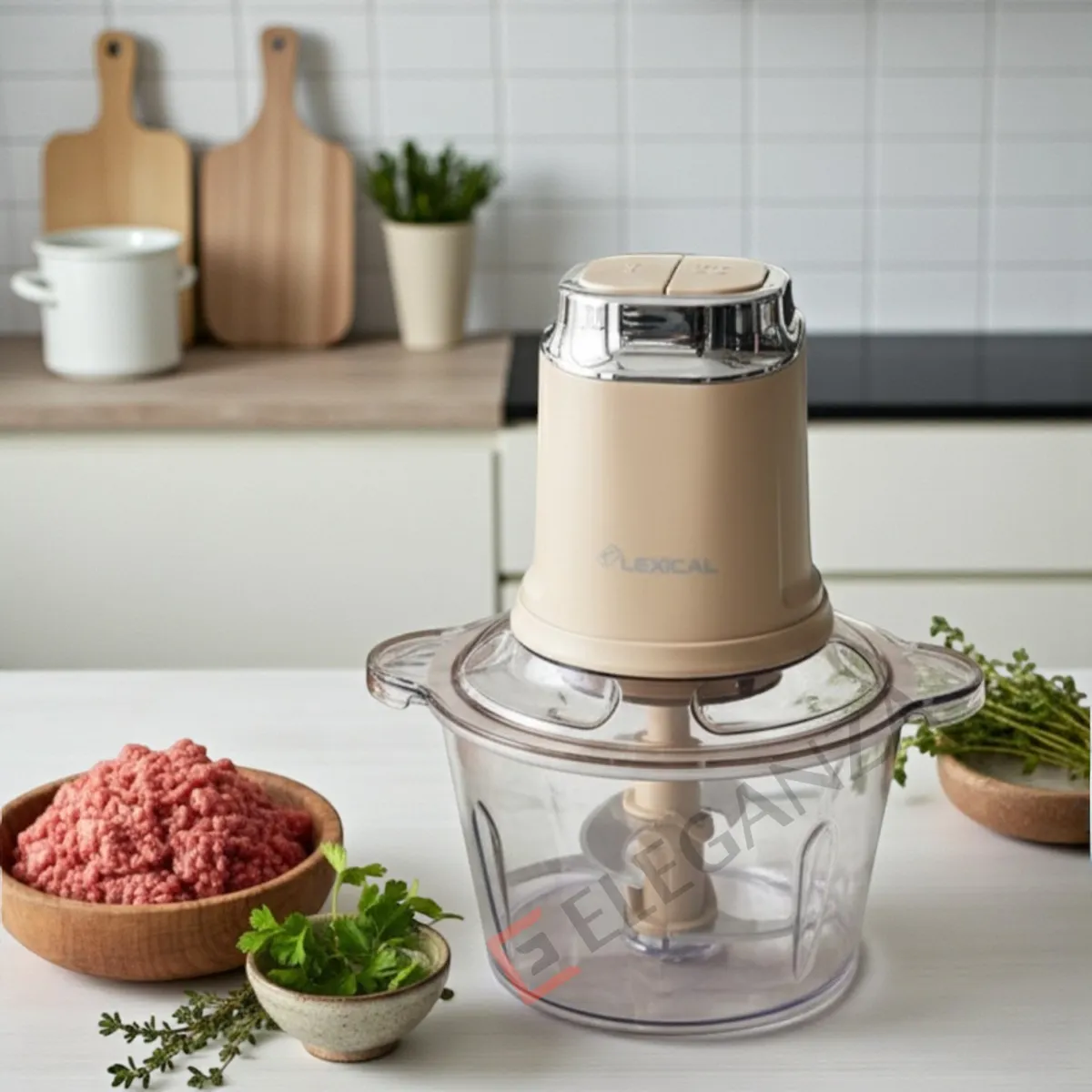 Hachoir à Viande  Bol en Plastique Lexical LCH-1909 - 2L- 300Watts - Beige