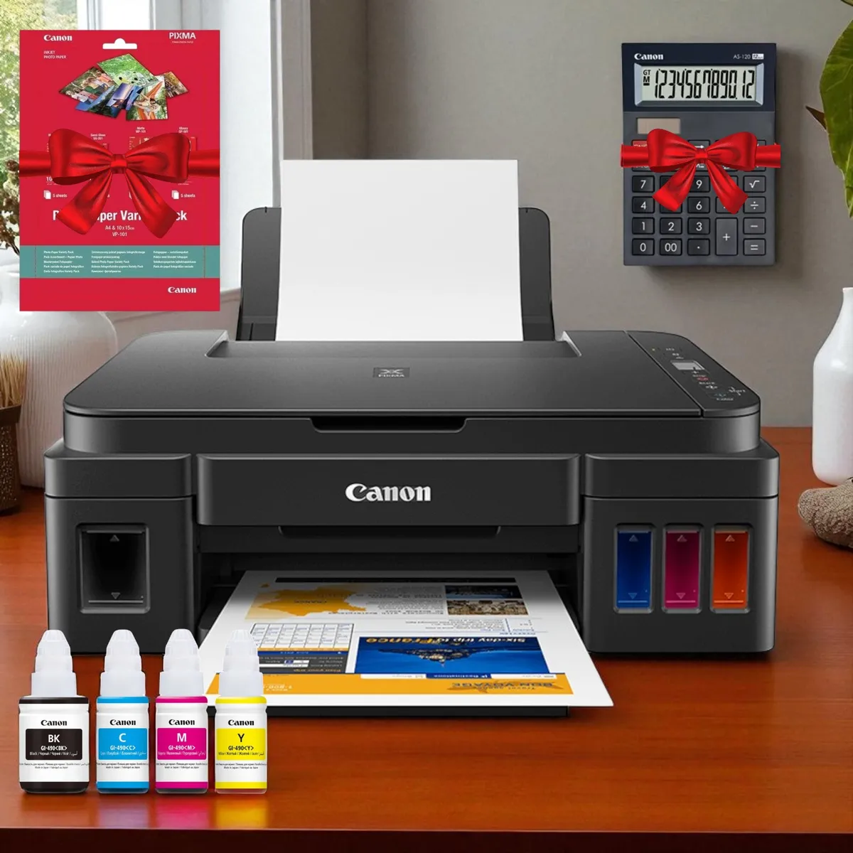Imprimante à réservoir intégré couleur 3 en 1 Canon PIXMA G2410 avec cadeaux